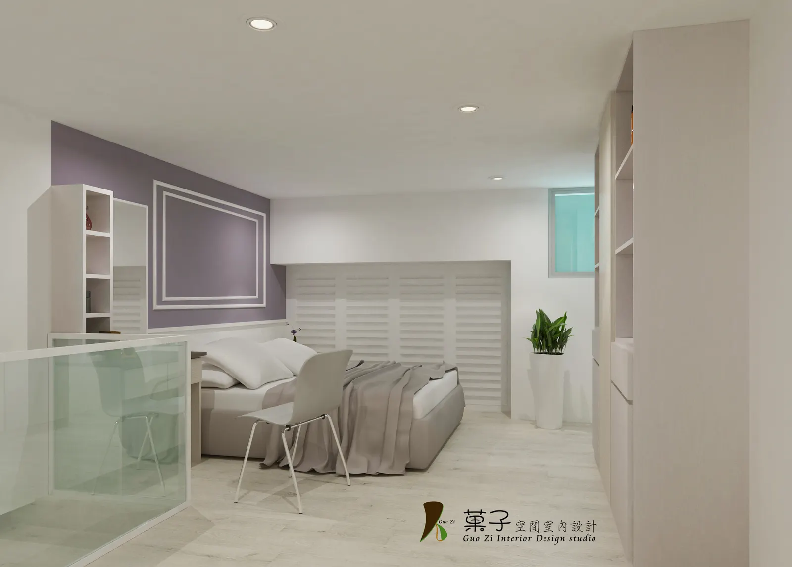 清新美式樓中樓－主臥床頭｜菓子空間室內設計舊屋翻新作品