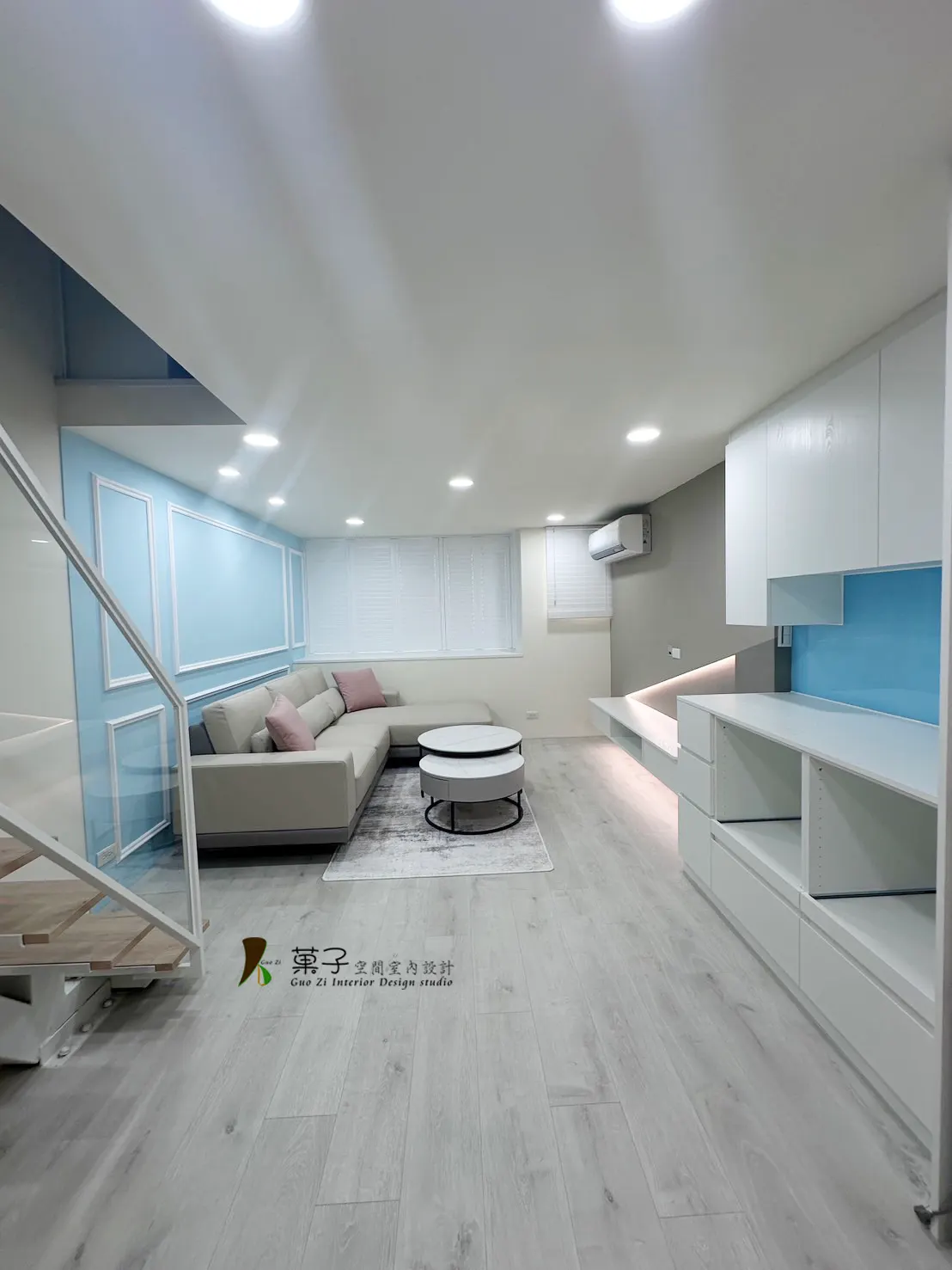 清新美式樓中樓－客廳｜菓子空間室內設計舊屋翻新作品