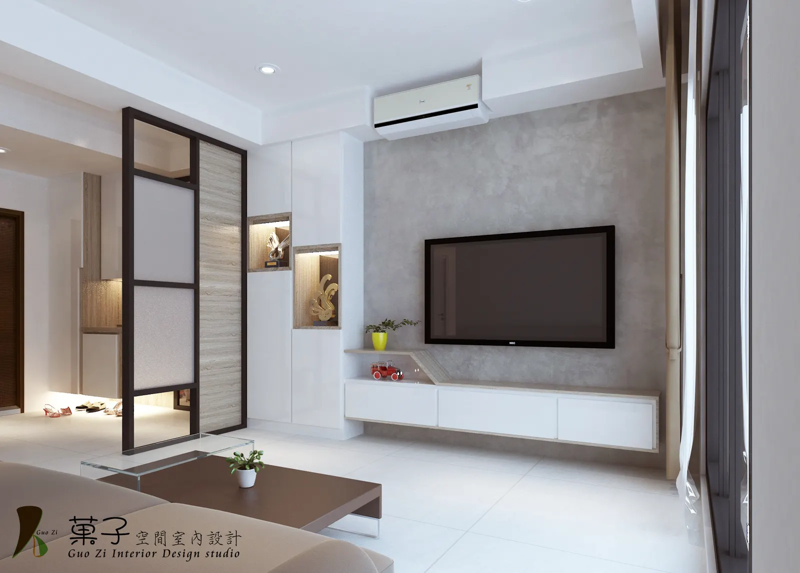 新竹蘇宅電視牆完工實景－25 坪新成屋北歐簡約設計｜菓子空間室內設計